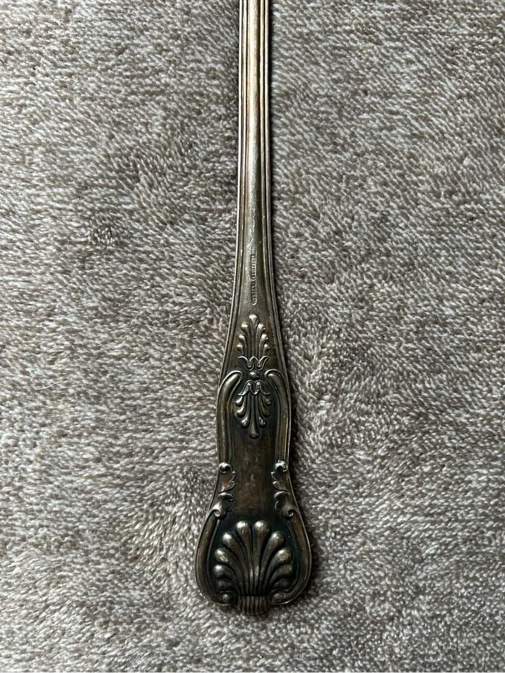 Sheffield England Silver Classic Serving Spoon Antique 13” Kings Pattern Elegant